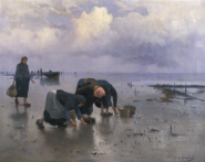 À Cancale, chercheuses d'huîtres, par Gustave Le Sénéchal de Kerdréoret
